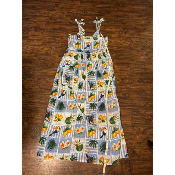 TRUE DESTINATIONS Tropical Toucan Print Tie Strap Midi Sundress Vacation Size XL - Picture 7 of 9